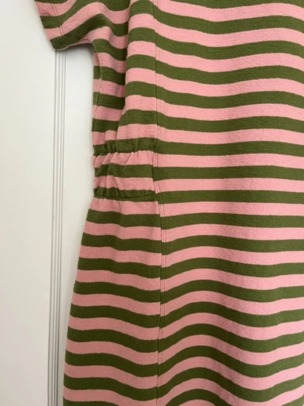 KOMODO Una Organic Cotton Mini Dress in Pink and Green Stripe | Size 6 - Picture 7 of 12